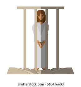 jesus christ sentenced death - via crucis shadow vector illustration eps 10