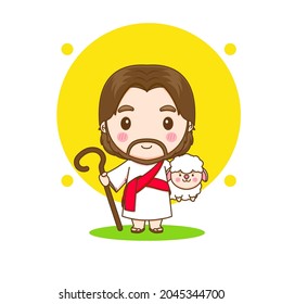 Jesus christ and the sheep chibi cartoon character