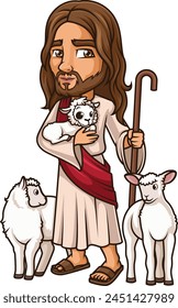 Jesus Christ shepherd vector illustration