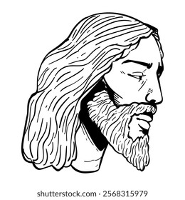 jesus christ side view sketch isolated