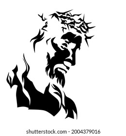 Jesus Christ Silhouette Face Vector