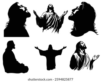 Jesus Christ Silhouette | Religious Vector Illustration 