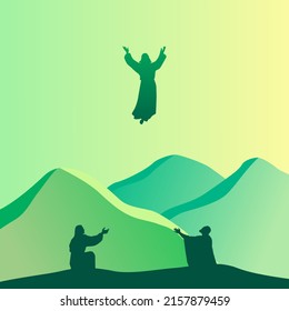 Jesus Christ Silhouette rises to the sky. Happy Ascension Day Vector Illustration