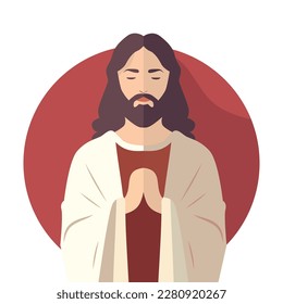 Jesus Christ, simple illustration, flat design isolated on white background. Vector illustration