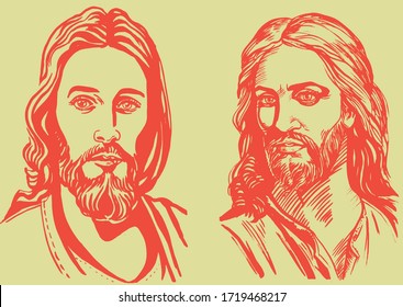 Jesus Christ sketch, color vector illustration for bunners and printing