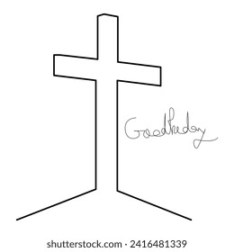 Jesus Christ sketch good Friday continuous single line and easter day cross outline vector art drawing and illustration
