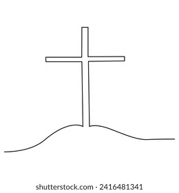 Jesus Christ sketch good Friday continuous single line and easter day cross outline vector art drawing and illustration
