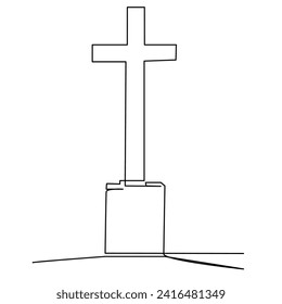 Jesus Christ sketch good Friday continuous single line and easter day cross outline vector art drawing and illustration
