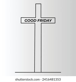 Jesus Christ sketch good Friday continuous single line and easter day cross outline vector art drawing and illustration
