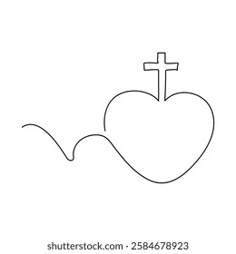 Jesus Christ sketch good Friday continuous single line outline vector illustration