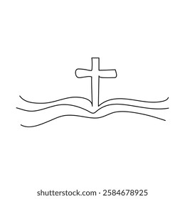 Jesus Christ sketch good Friday continuous single line outline vector illustration