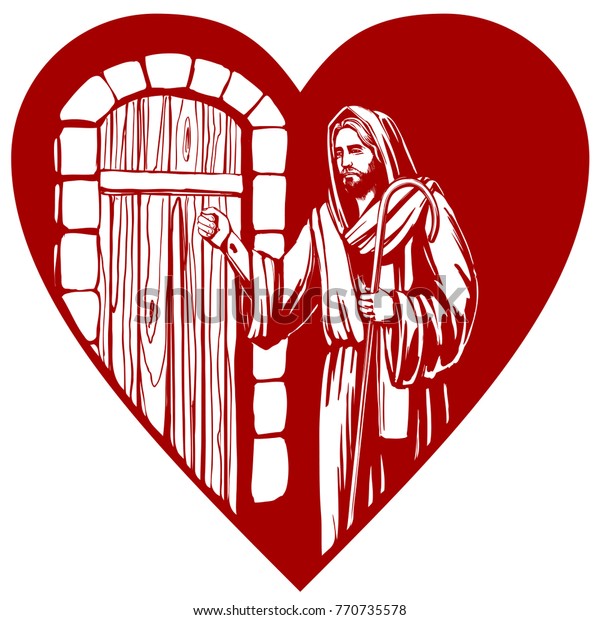 Jesus Christ Son God Knocking Door Stock Vector Royalty Free