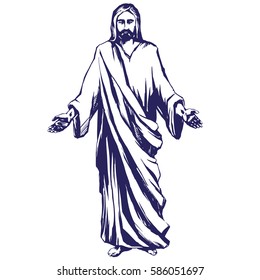 Jesus Christ, the Son of God , Messiah symbol of Christianity hand drawn vector illustration sketch