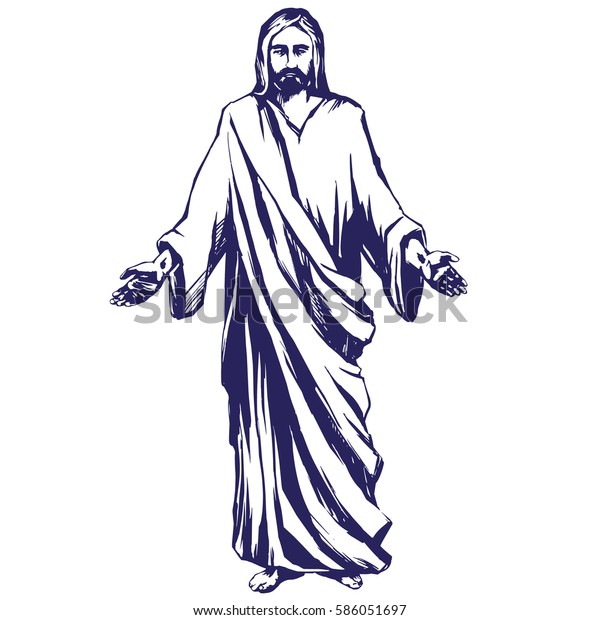 神の子イエス キリストキリスト教のメシアの象徴である手描きのベクターイラストスケッチ のベクター画像素材 ロイヤリティフリー