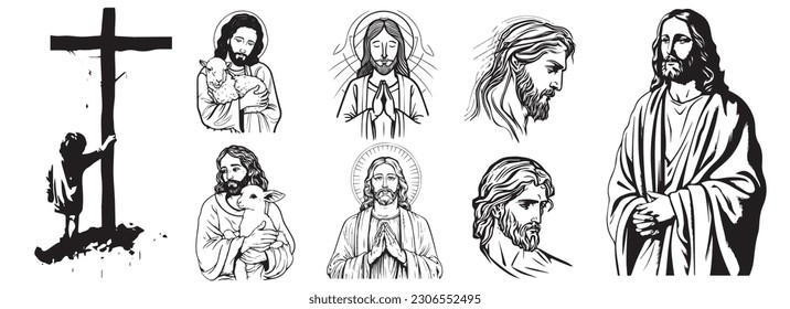 Jesus Christ son of God Savior vector illustration laser cutting svg