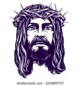 Jesus Christ, the Son of God, symbol of Christianity hand drawn vector illustration sketch