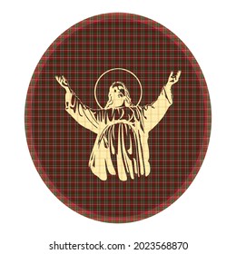 Jesucristo, El Hijo De Dios Ilustración Vector. Jesucristo Emblema Con Textil
