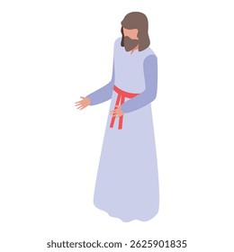 Jesus christ spreading his arms in isometric view