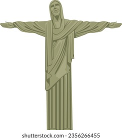 Jesus Christ statue. Brazilian travel landmark cartoon icon