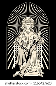 Jesus Christ Statue Engraving Style