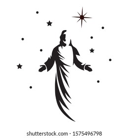 Jesus Christ surrounded by stars. vector illustration