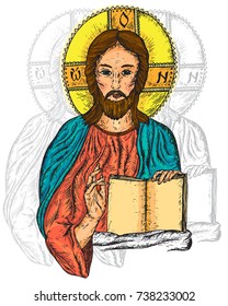 Jesus Christ. Symbol of Christianity hand drawn vector illustration