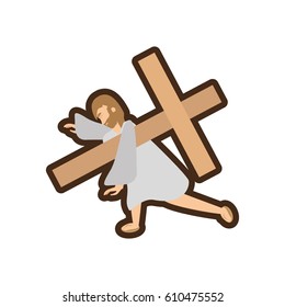 jesus christ third falls line vector illustration eps 10