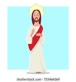Jesus Christ vector cartoon flat character. Illustration isolated on background.