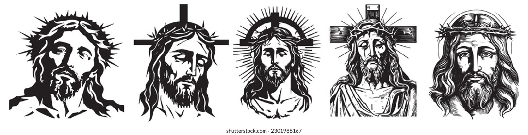 Jesus Christ Vector illustration. Black silhouette svg of Jesus, laser cutting cnc. svg