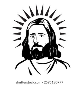 Jesus Christ vector illustration black silhouette.