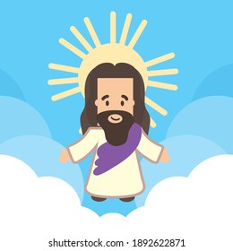 Jesus Christ vector illustration in heaven