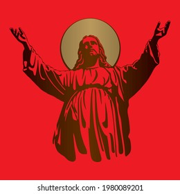 Jesus Christ Vector Illustration. Messiah Symbol Of Christianity. The Son Of God
