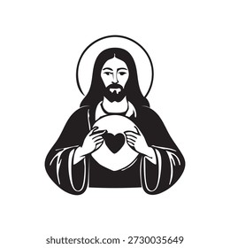 Jesus Christ vector illustration, religious Christian design, perfect for spiritual projects, church materials, religious artwork, greeting cards, and faith-based designs.