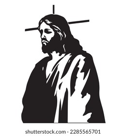 Jesus Christ. Vector illustration. Silhouette svg of Jesus, laser cutting cnc.