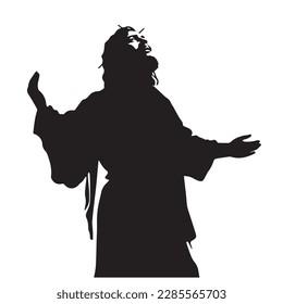 Jesus Christ. Vector illustration. Silhouette svg of Jesus, laser cutting cnc.