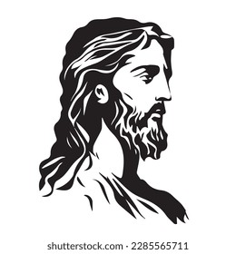 Jesus Christ. Vector illustration. Silhouette svg of Jesus, laser cutting cnc.