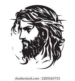 Jesus Christ. Vector illustration. Silhouette svg of Jesus, laser cutting cnc.