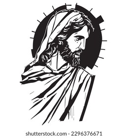 Jesus Christ. Vector illustration. Silhouette svg of Jesus, laser cutting cnc.