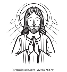 Jesus Christ. Vector illustration. Silhouette svg of Jesus, laser cutting cnc.