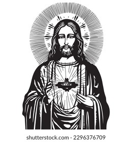 Jesus Christ. Vector illustration. Silhouette svg of Jesus, laser cutting cnc.