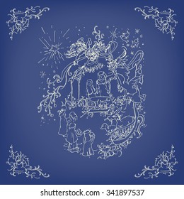 Jesus in Christmas Nativity Scene. Vector illustration.EPS 10