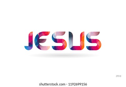 jesus colored rainbow word text suitable for card, brochure or typography logo design