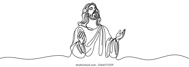 Jesus continuous line drawing. Vector illustration