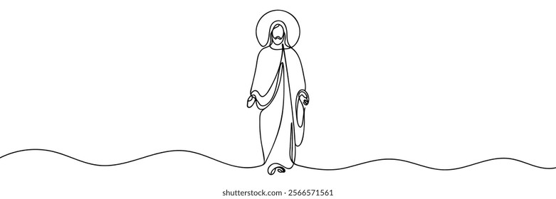 Jesus continuous line drawing. Vector illustration