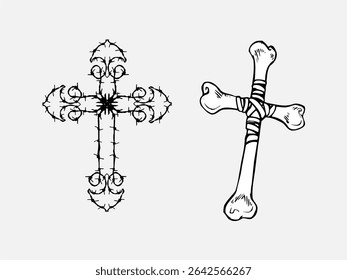 Jesus cruz em preto e branco clipart design