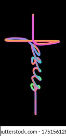 Jesus cross colorful vector logo illustration