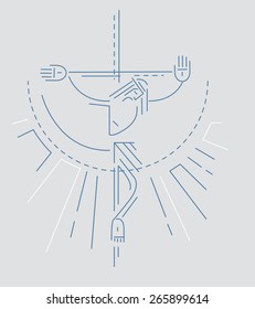 Jesus at the Cross 
Hand drawn vector illustration or drawing of Jesus Christ at the Cross