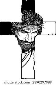 Jesus and Cross Laser Cut File, Faith, , Cross Christian Silhouette, Jesus on Cross, Bible Verse, Jesus christ, Jesus pray	 svg