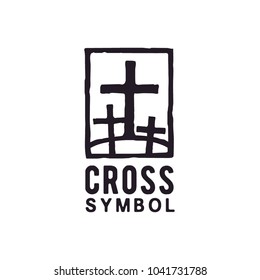 Jesus Cross Tomb Two Thieves Gospel Church Christian Logo Design 