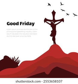 Jesus Cross Vector Illustration For Poster Background Social Media ,Greetings Banners - Good Friday, Christian Religious Occasion